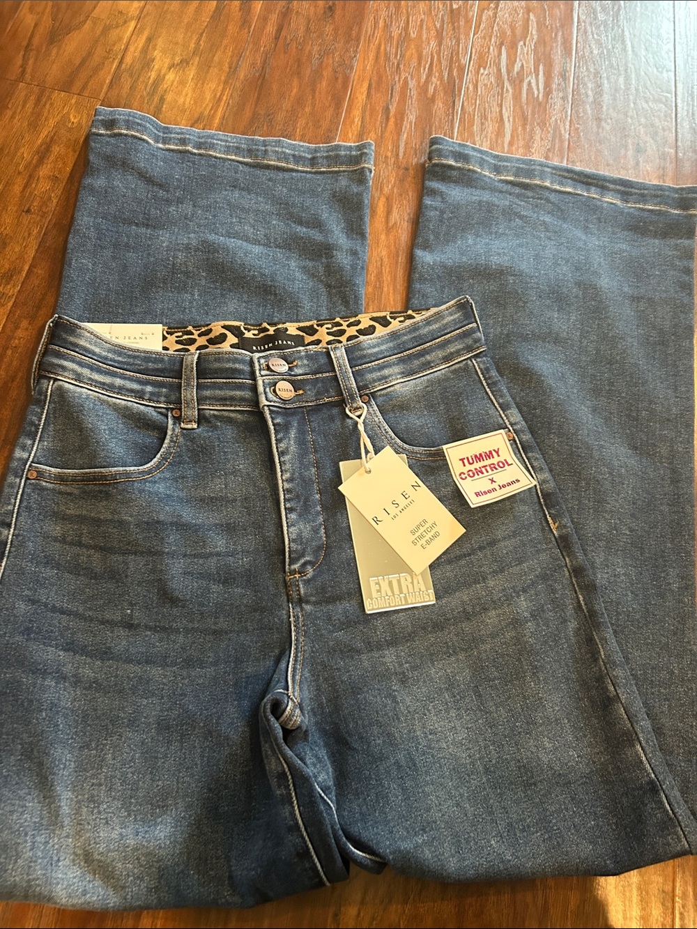 Women's Blue Risen  Wide Leg Tummy Control Jeans